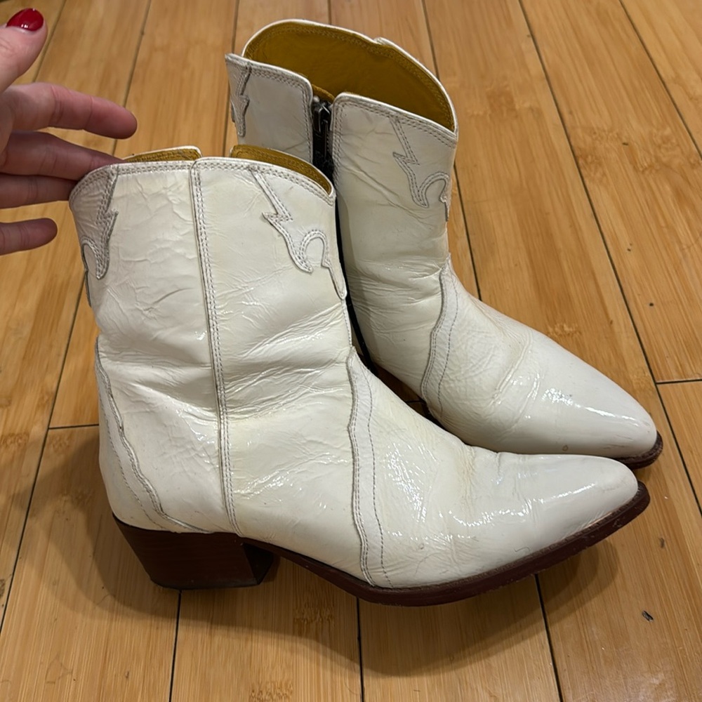 free people white patent ankle cowboy boots
